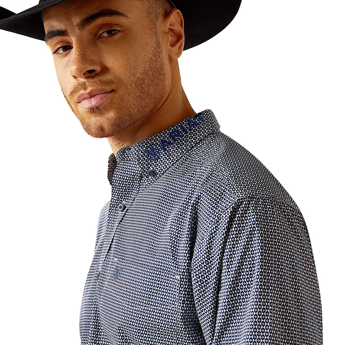 Ariat Men’s Team Keenan Classic Fit Shirt - Blue/Navy Blue