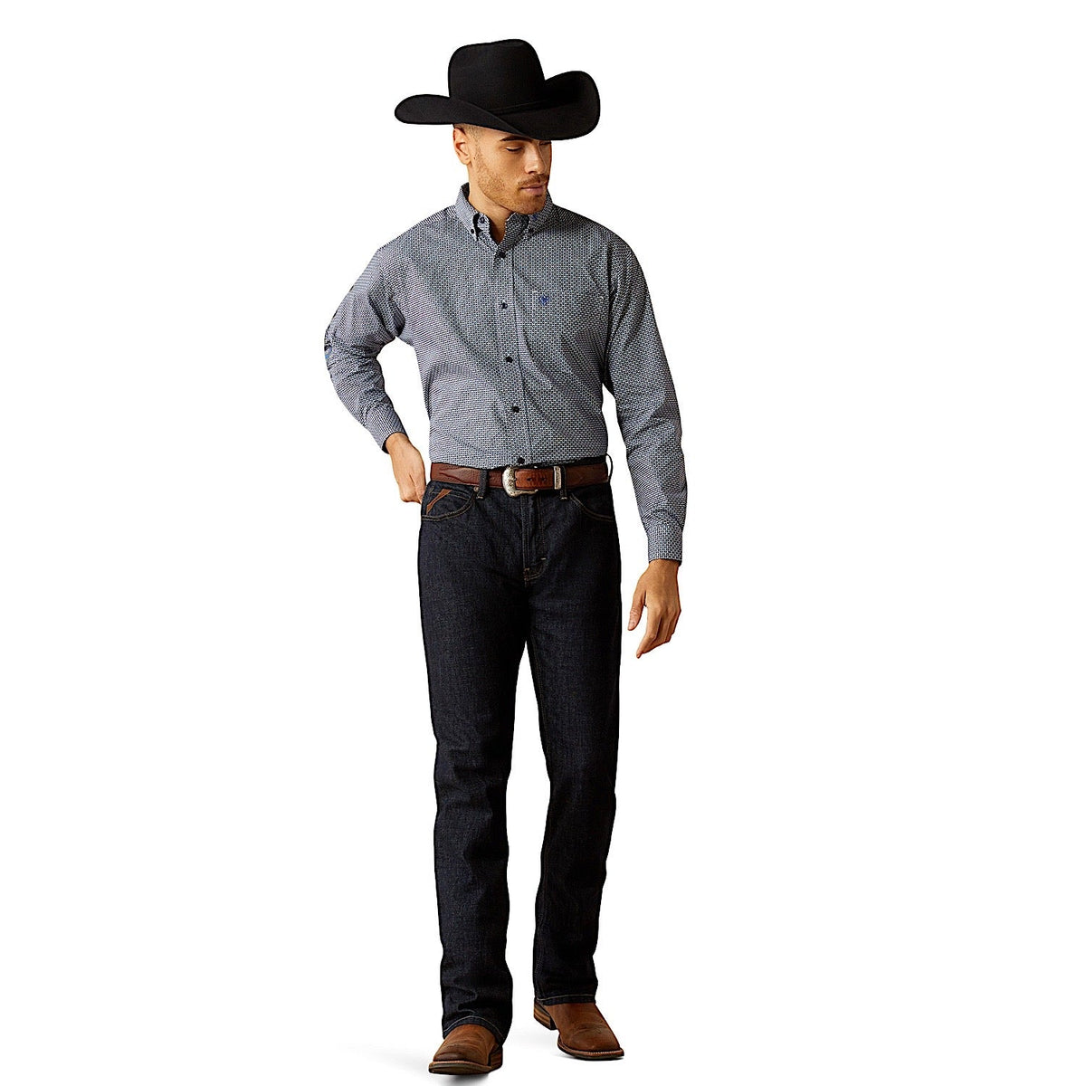 Ariat Men’s Team Keenan Classic Fit Shirt - Blue/Navy Blue