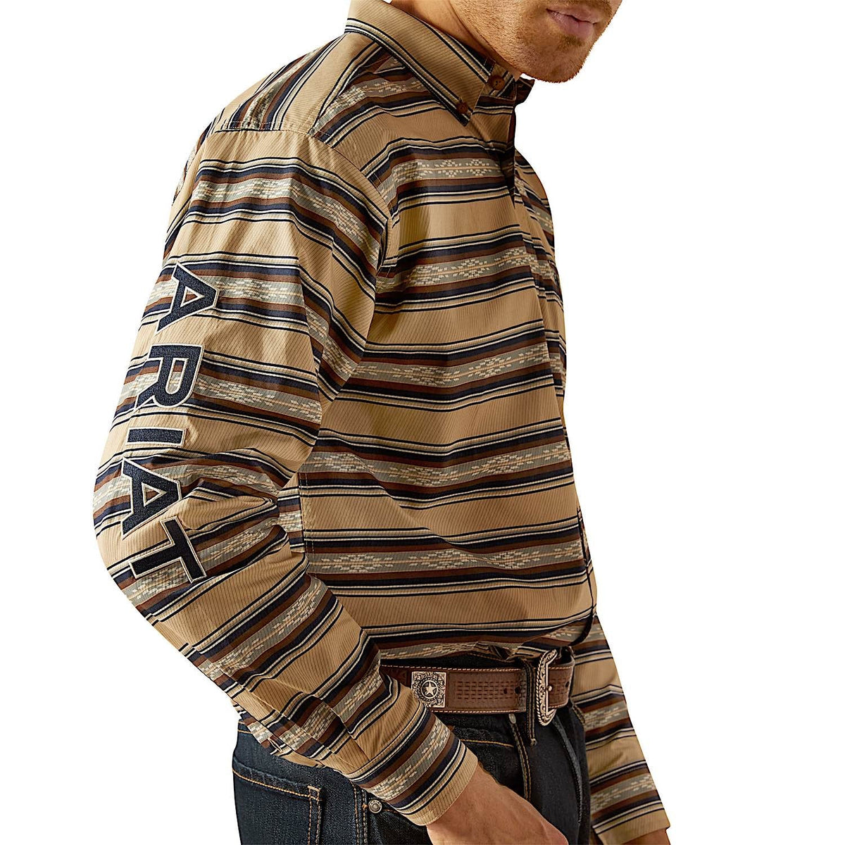 Ariat Men’s Team Korbyn Shirt - Tan/Navy Blue