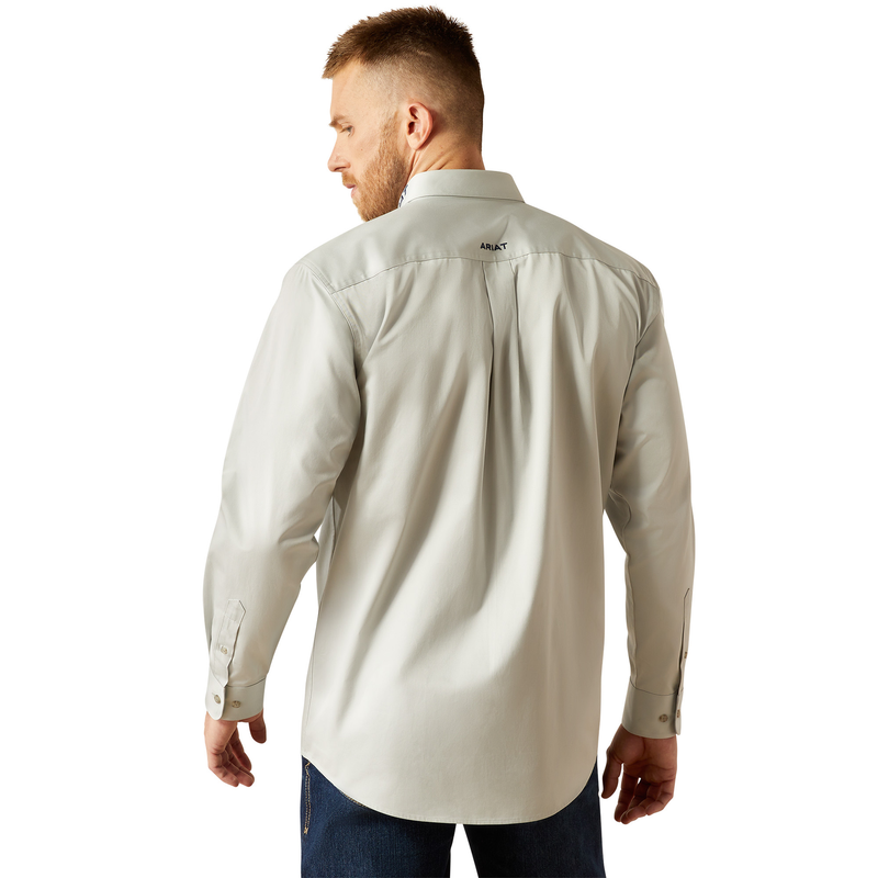 Ariat Mens Team Logo Twill Classic Fit Shirt - Silver/Navy