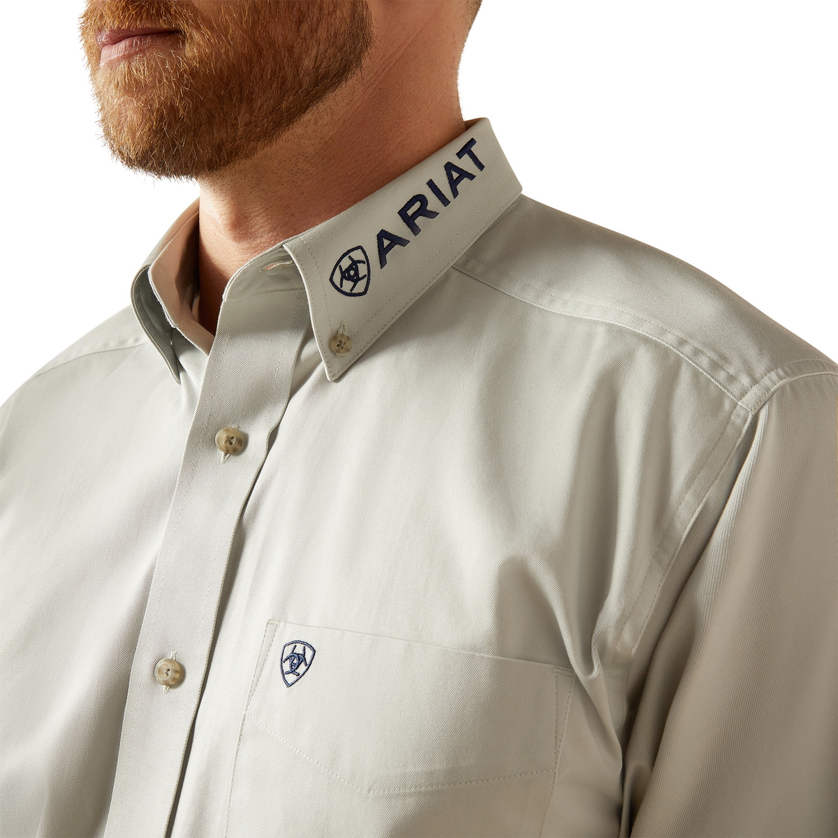 Ariat Mens Team Logo Twill Classic Fit Shirt - Silver/Navy