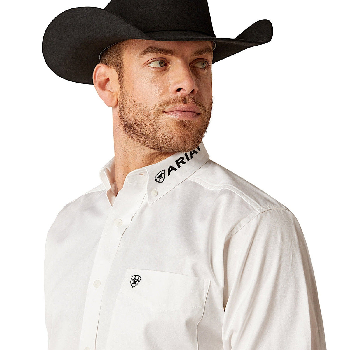 Ariat Mens Team Logo Twill Classic Fit Shirt - White / Black