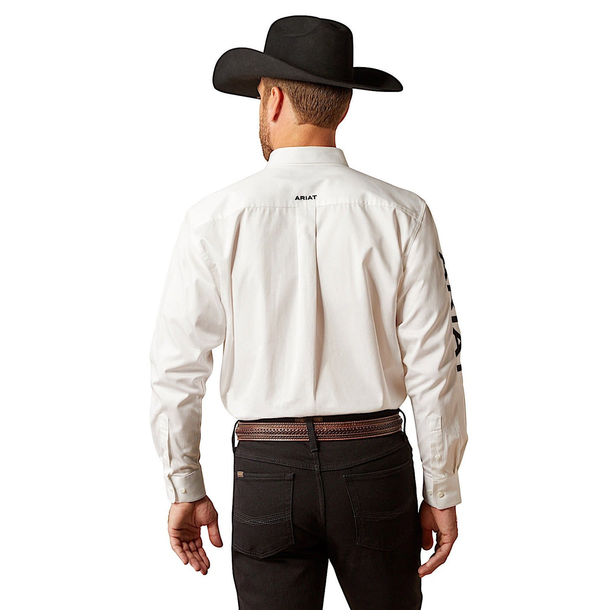 Ariat Mens Team Logo Twill Classic Fit Shirt - White / Black