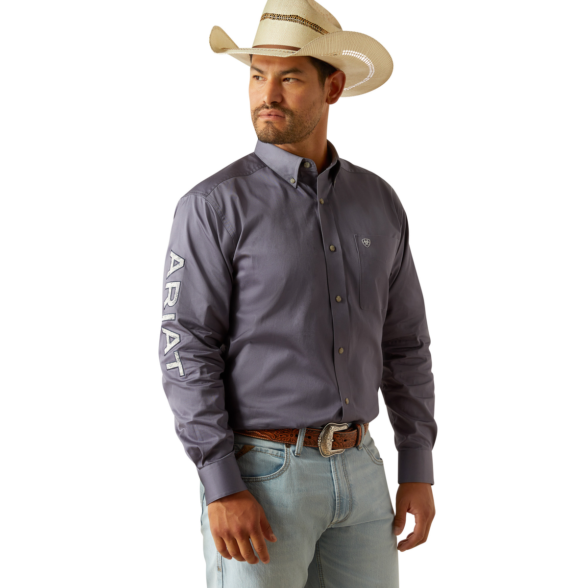 Ariat Mens Team Logo Twill Shirt - Grey / White