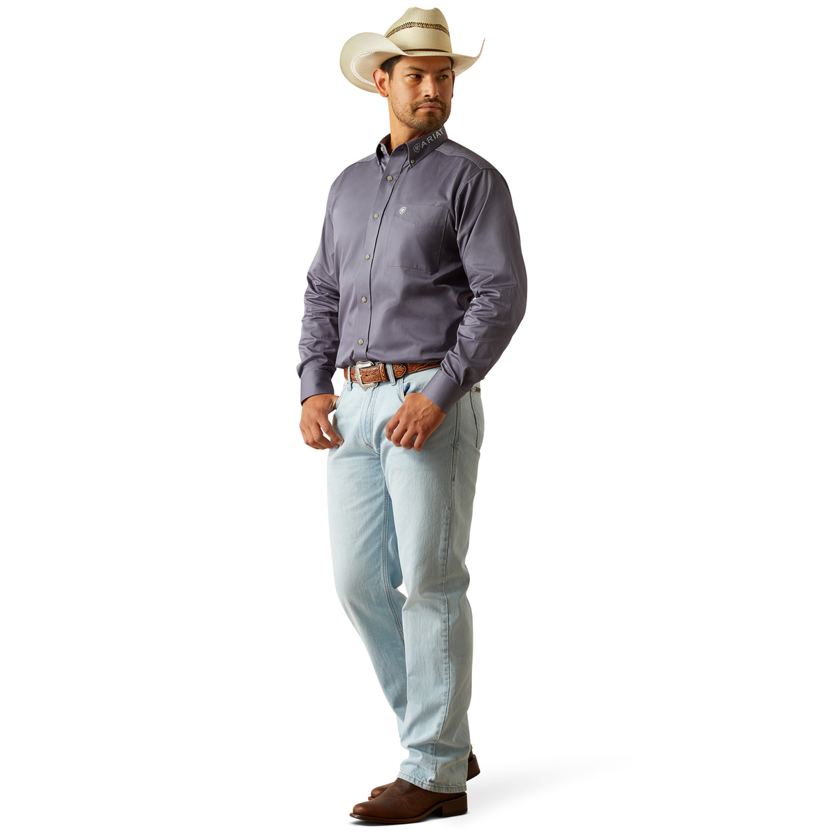 Ariat Mens Team Logo Twill Shirt - Grey / White