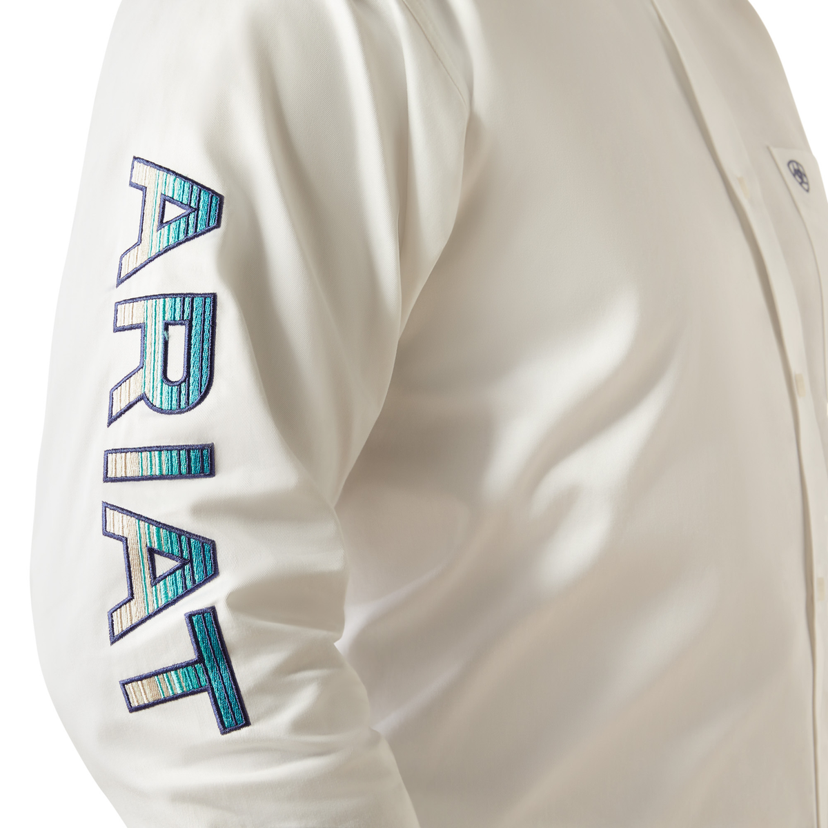 Ariat Mens Team Logo Twill Shirt - White / Teal