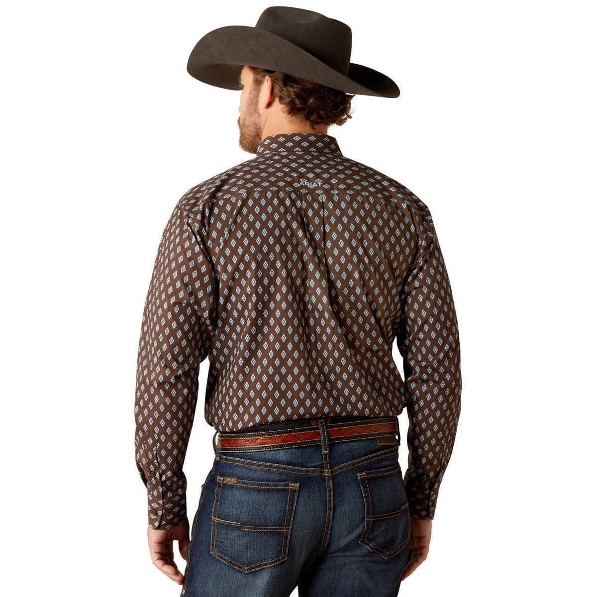 Ariat Men’s Team Oak Classic Fit Shirt - Brown/Light Blue