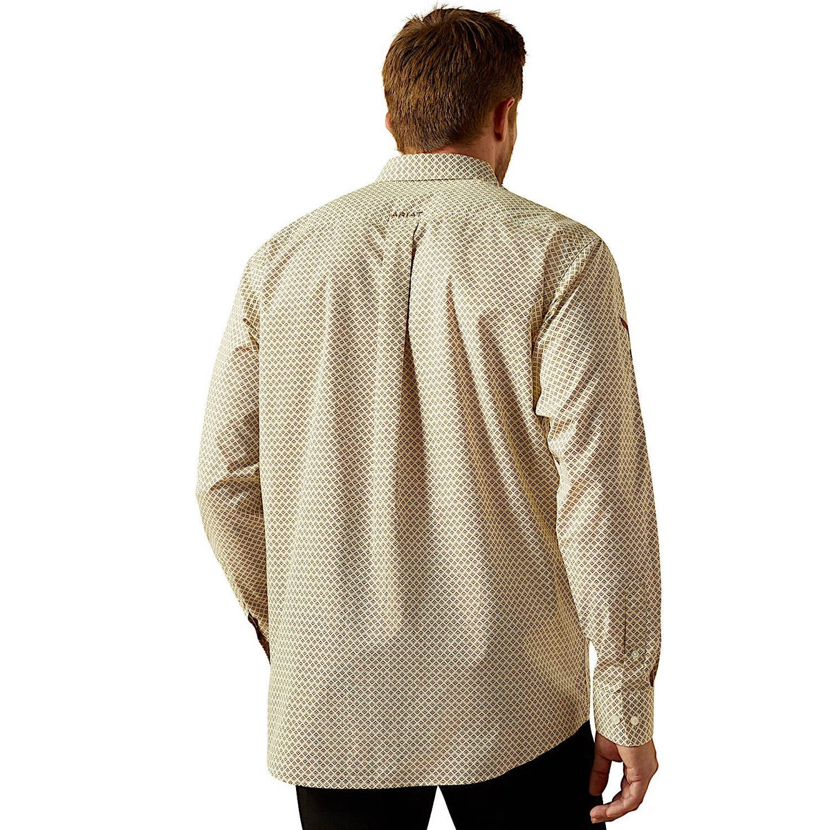 Ariat Mens Team Pierce Classic Fit Shirt - Cream/Light Brown