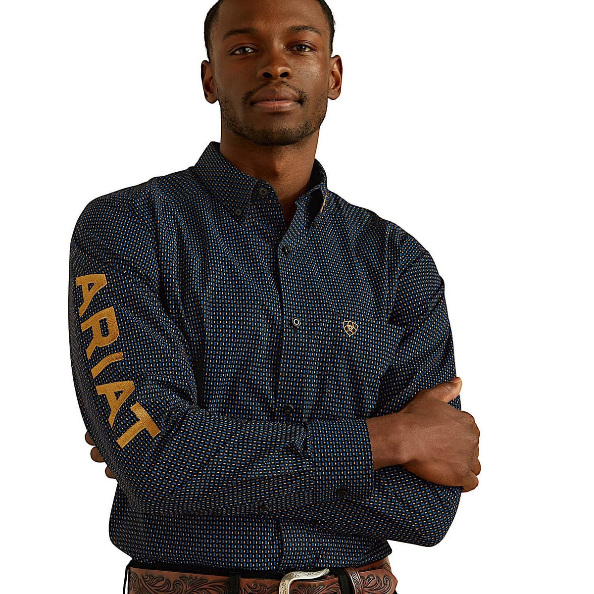 Ariat Mens Team Portland Fitted Shirt - Black/Gold