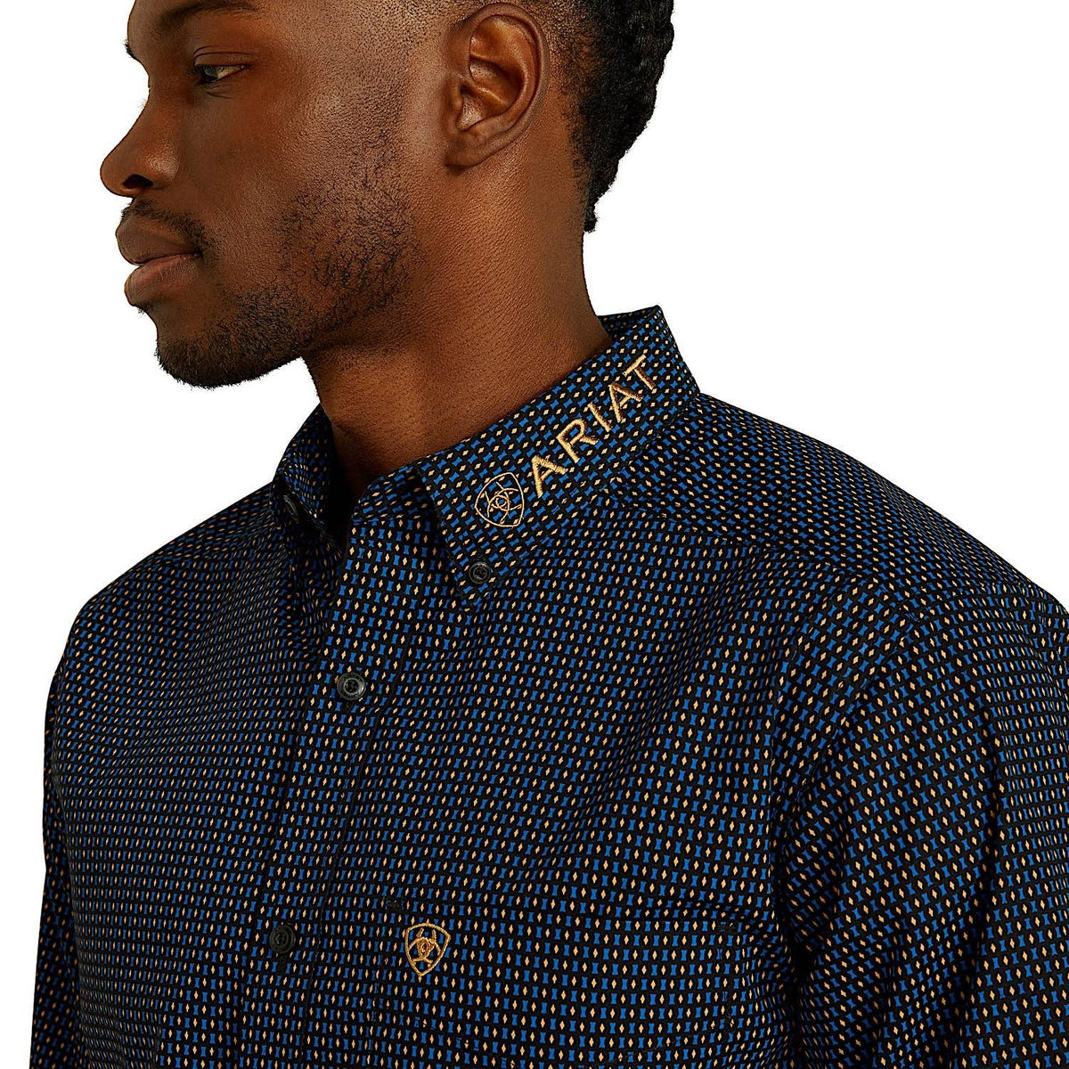 Ariat Mens Team Portland Fitted Shirt - Black/Gold