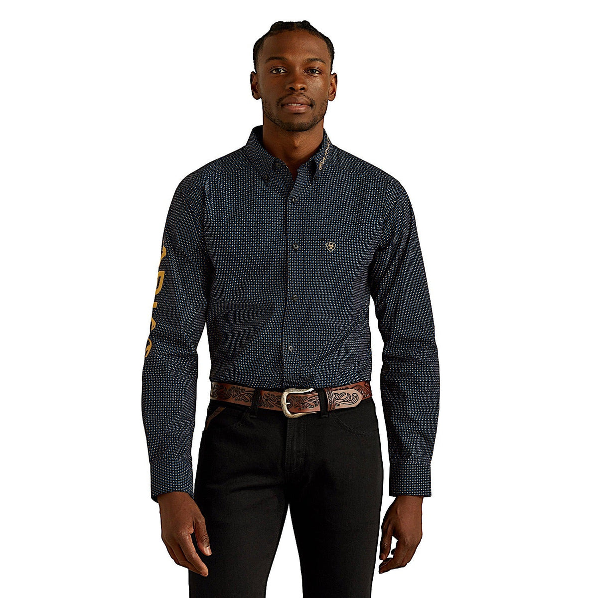 Ariat Mens Team Portland Fitted Shirt - Black/Gold