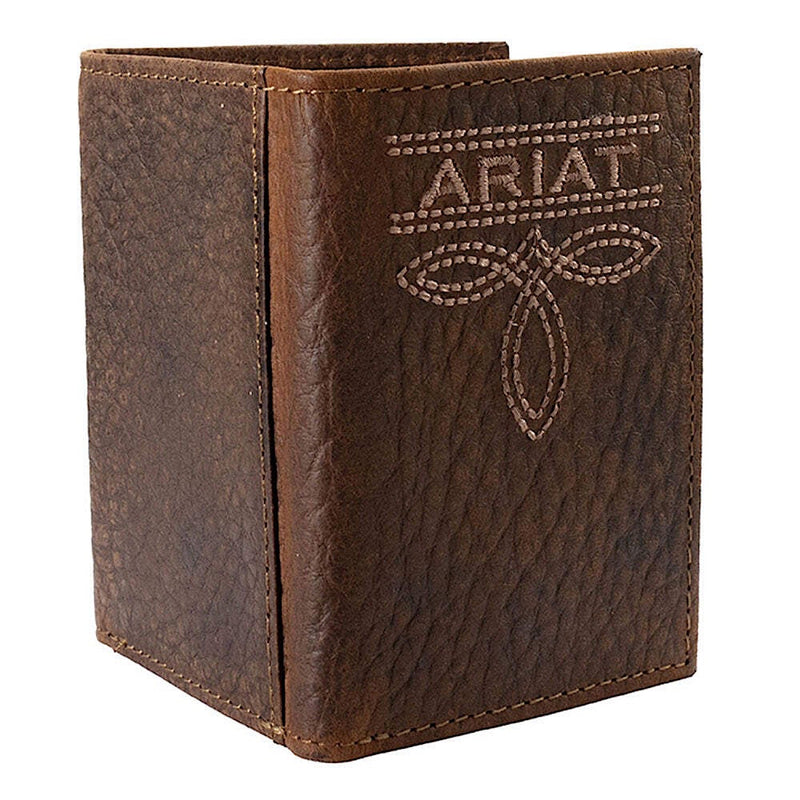 Ariat Mens Trifold Style Wallet Bug Stitch - Brown