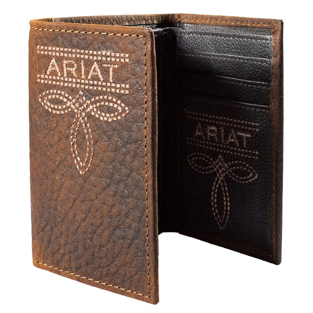 Ariat Mens Trifold Style Wallet Bug Stitch - Brown