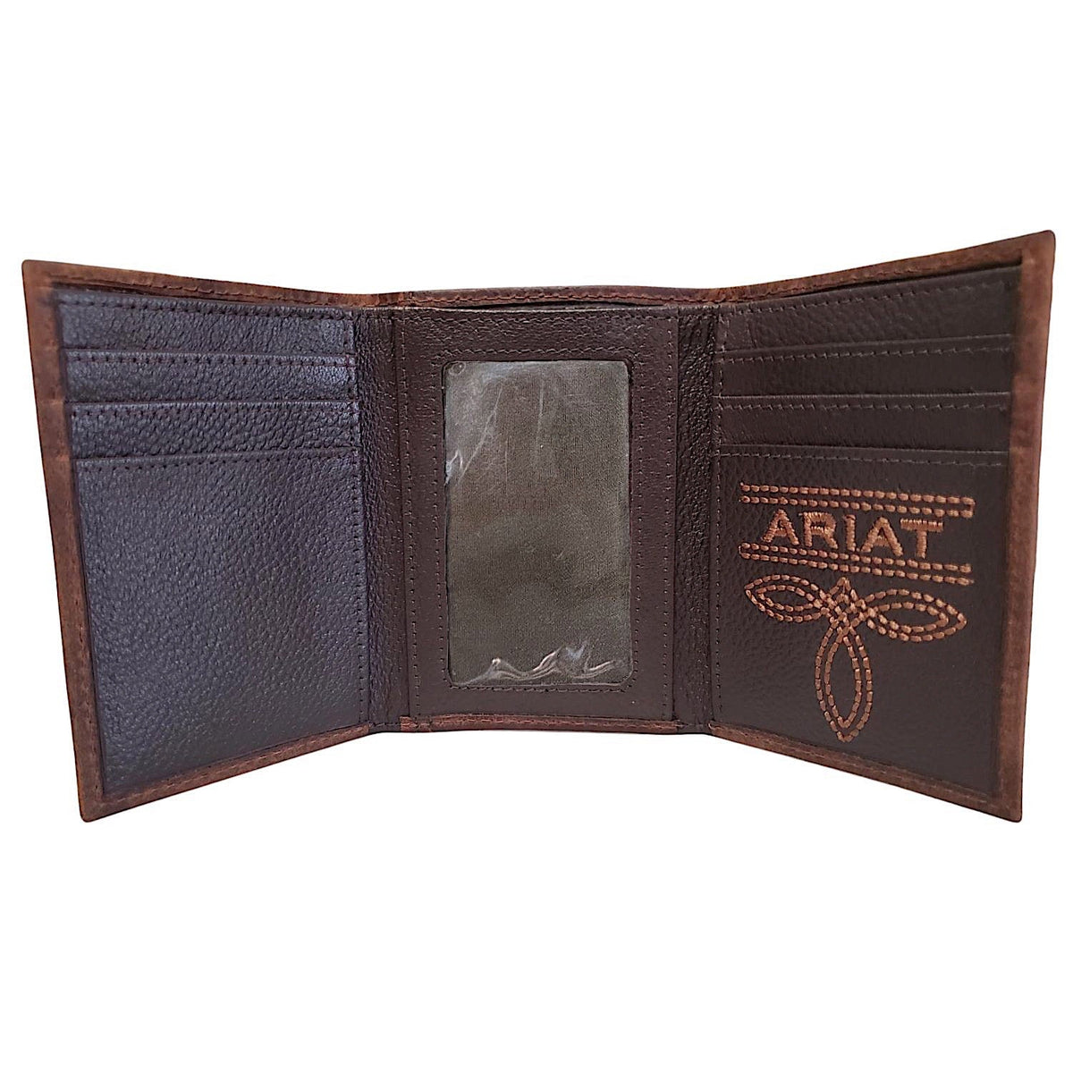 Ariat Mens Trifold Wallet Shield Logo - Brown