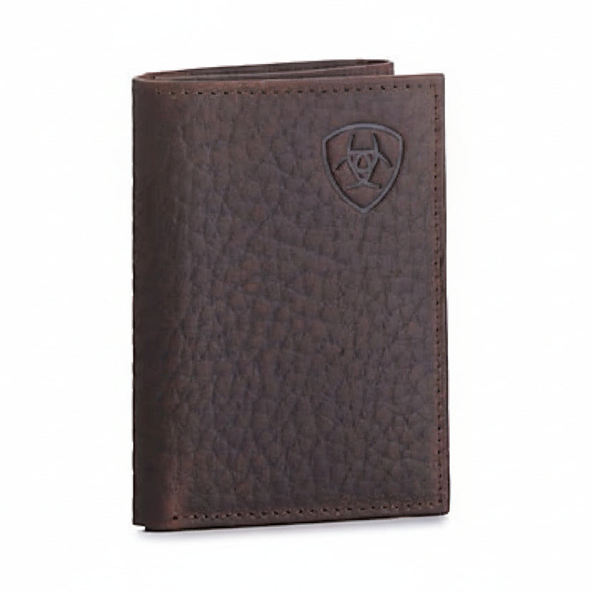 Ariat Mens Trifold Wallet Shield Logo - Brown