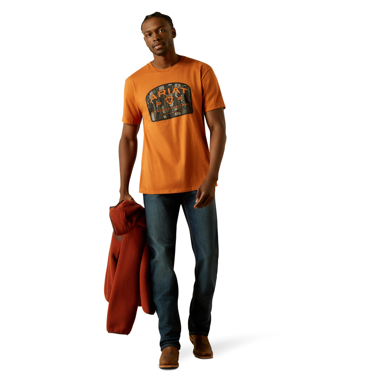 Ariat Mens Underlands Camo Badge Tee - Adobe