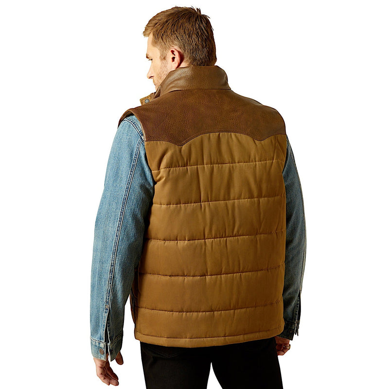 Ariat Mens Western Quilted Vest - Cub Khaki/Brown