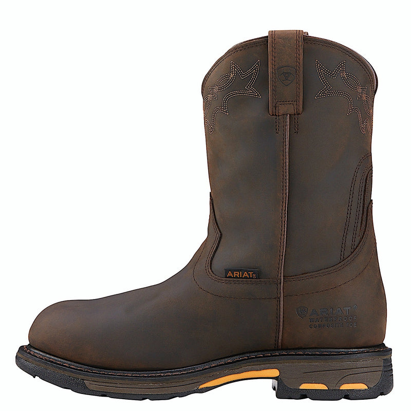 Ariat Men’s Workhog Pull On Composite Toe Oily Distressed Brown