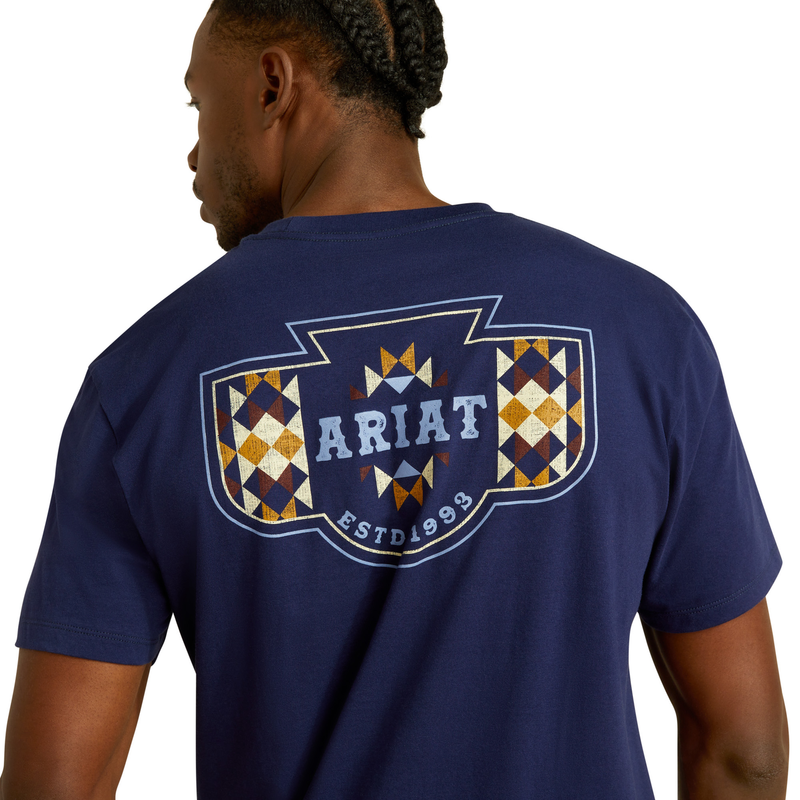 Ariat Mens Woven West Tee - Medieval Blue