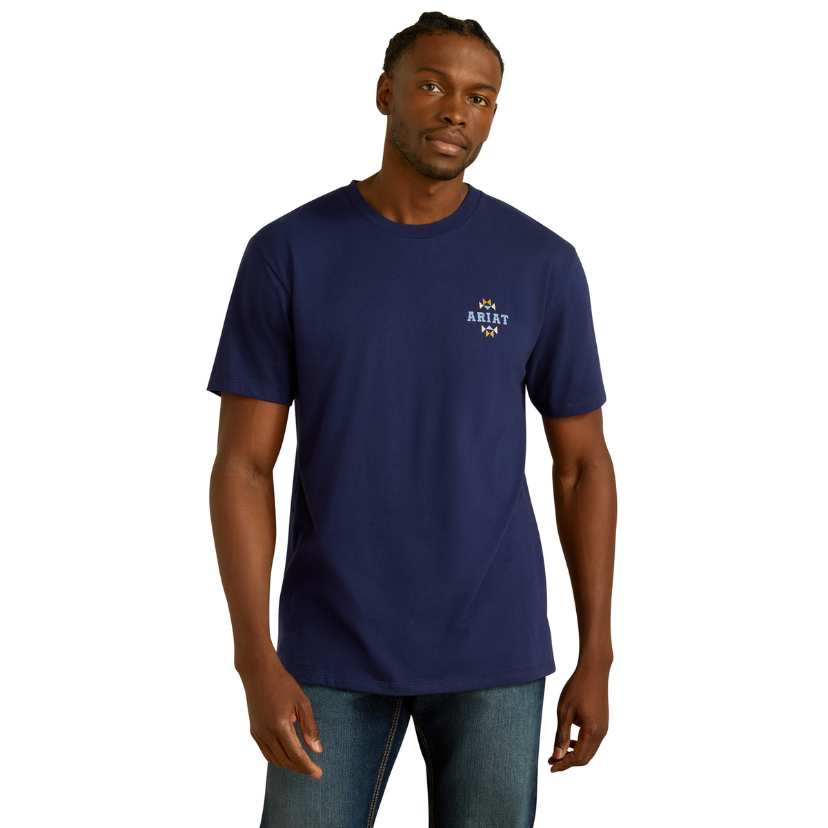 Ariat Mens Woven West Tee - Medieval Blue
