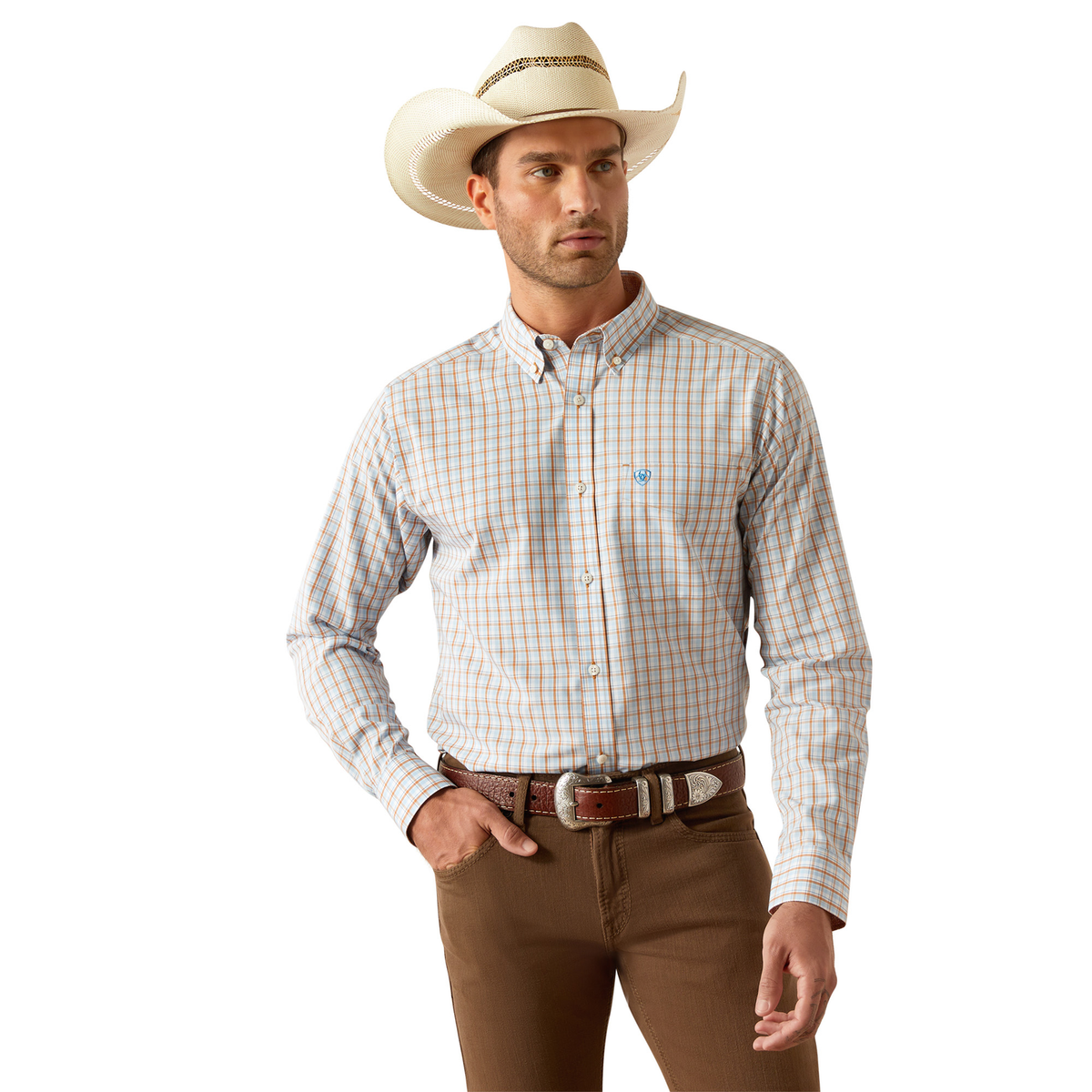 Ariat Men’s Wrinkle Free Brendan Fitted Shirt - Light Brown
