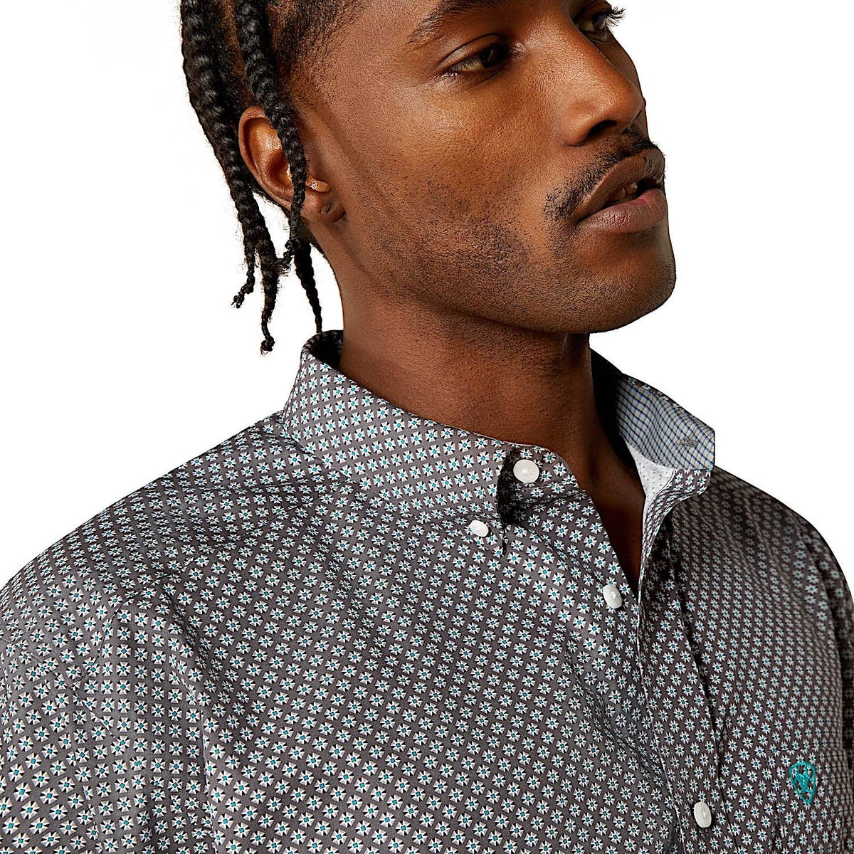 Ariat Mens Wrinkle Free Caleb Classic Fit Shirt - Dark Grey