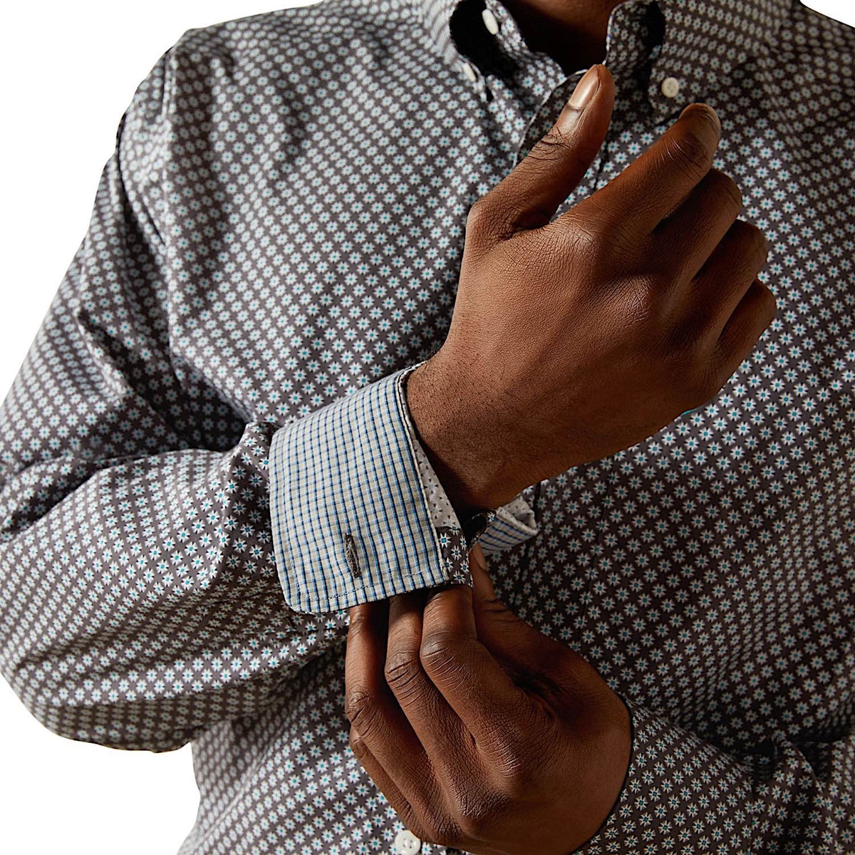 Ariat Mens Wrinkle Free Caleb Classic Fit Shirt - Dark Grey