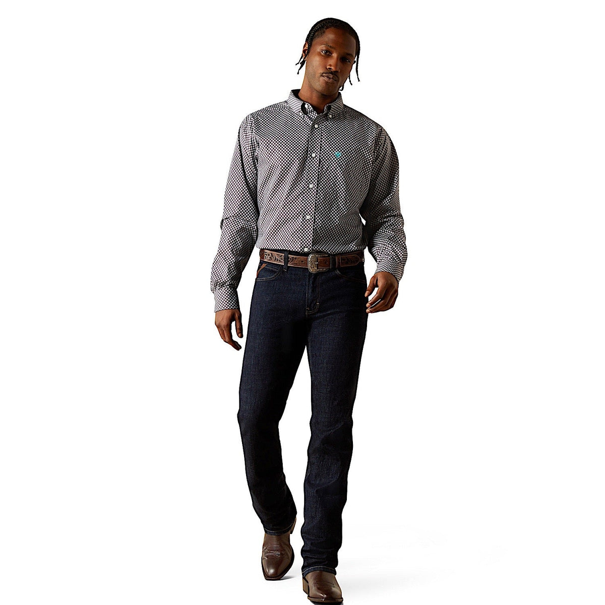 Ariat Mens Wrinkle Free Caleb Classic Fit Shirt - Dark Grey