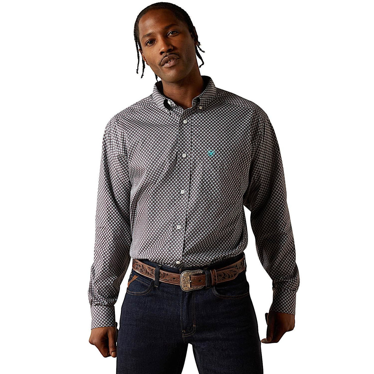 Ariat Mens Wrinkle Free Caleb Classic Fit Shirt - Dark Grey