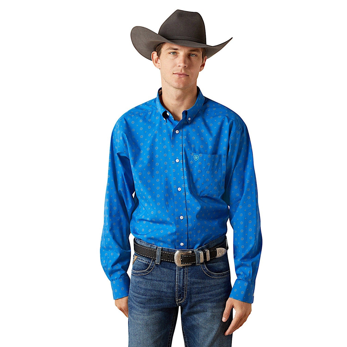 Ariat Mens Wrinkle Free Carter Classic Fit Shirt - Blue