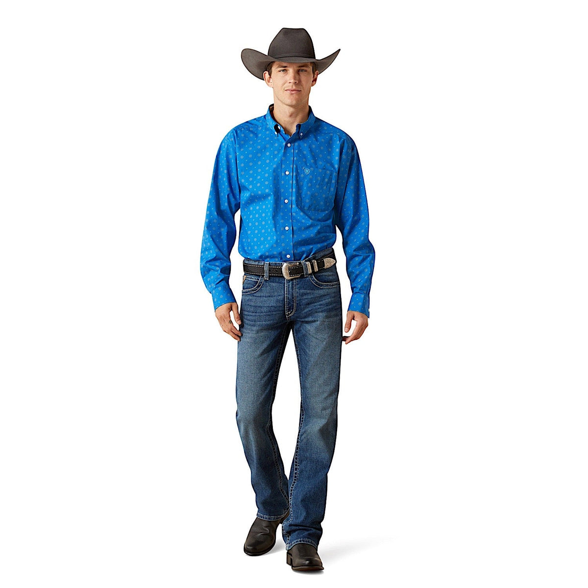 Ariat Mens Wrinkle Free Carter Classic Fit Shirt - Blue