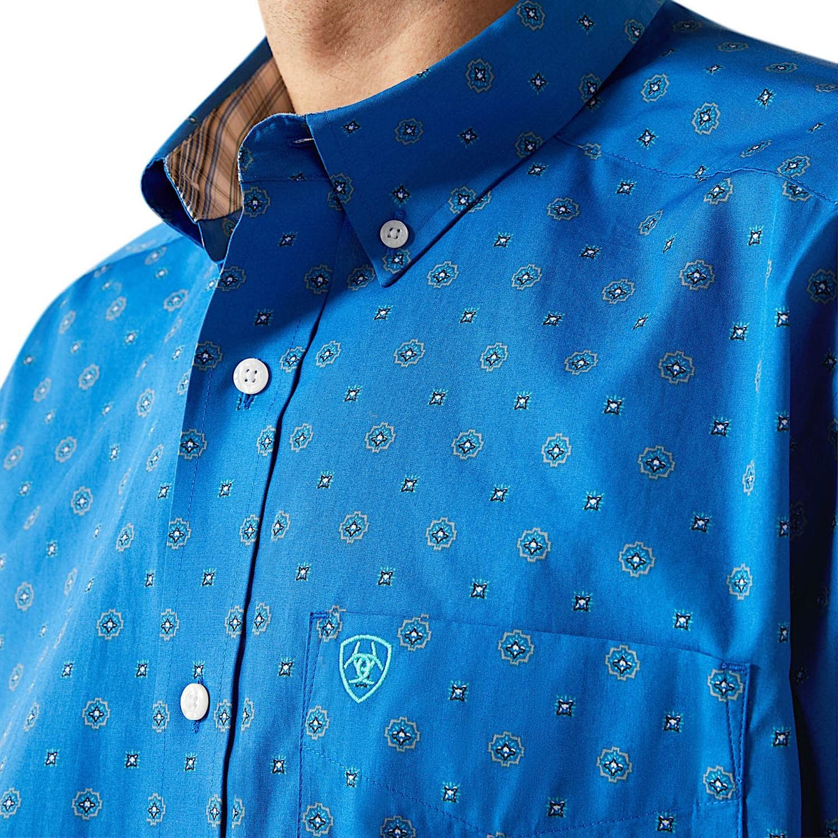 Ariat Mens Wrinkle Free Carter Classic Fit Shirt - Blue