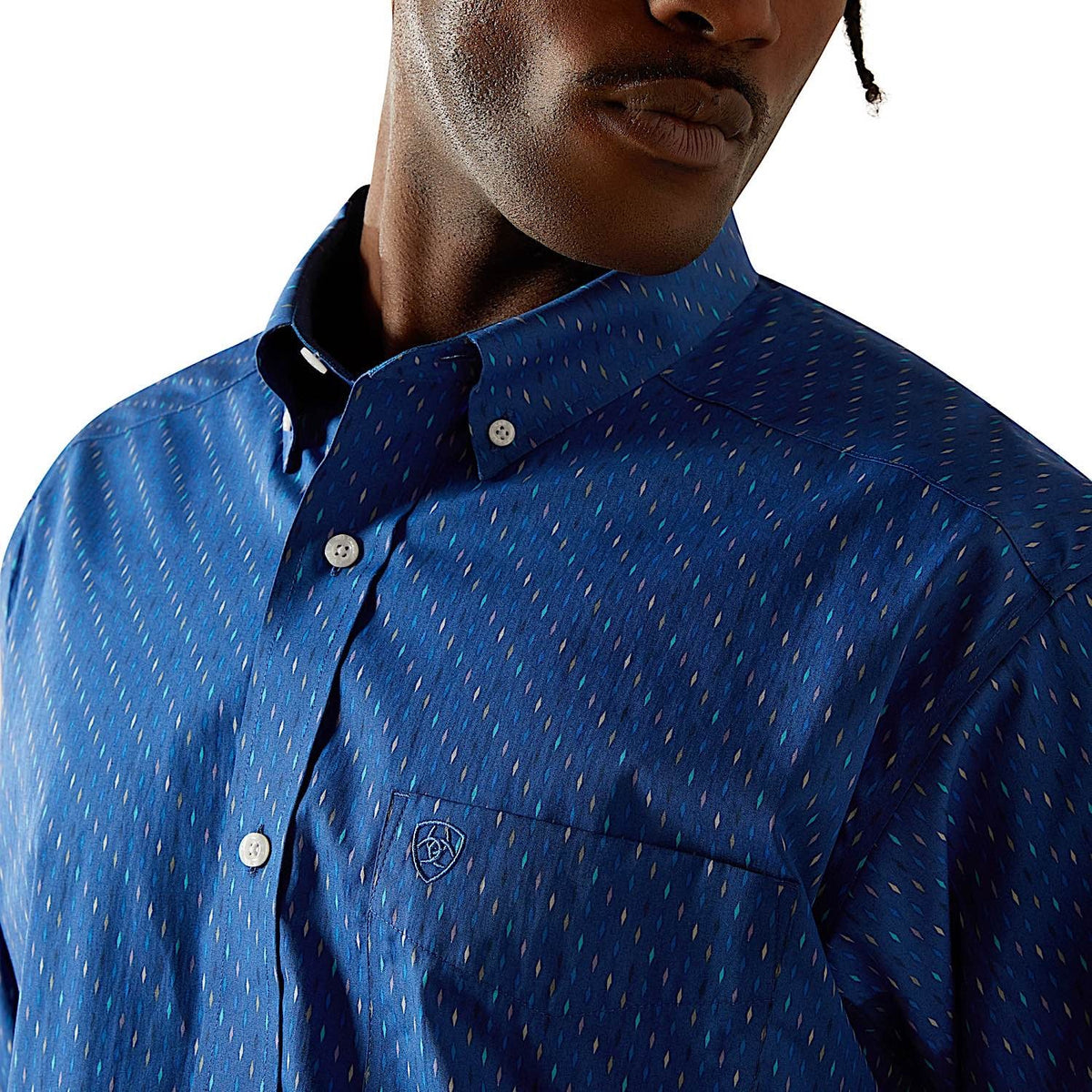 Ariat Mens Wrinkle Free Chase Classic Fit Shirt - Cobalt