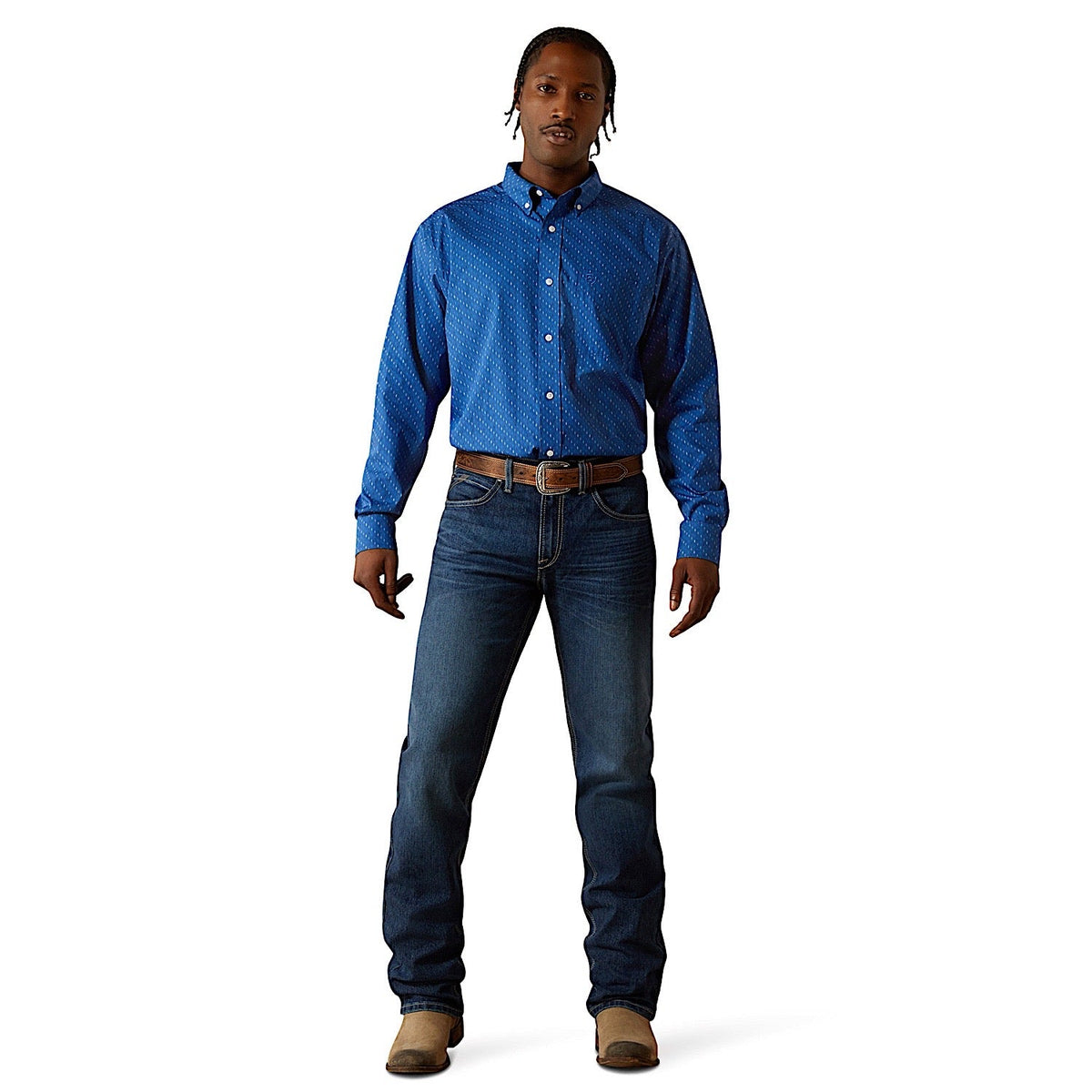 Ariat Mens Wrinkle Free Chase Classic Fit Shirt - Cobalt