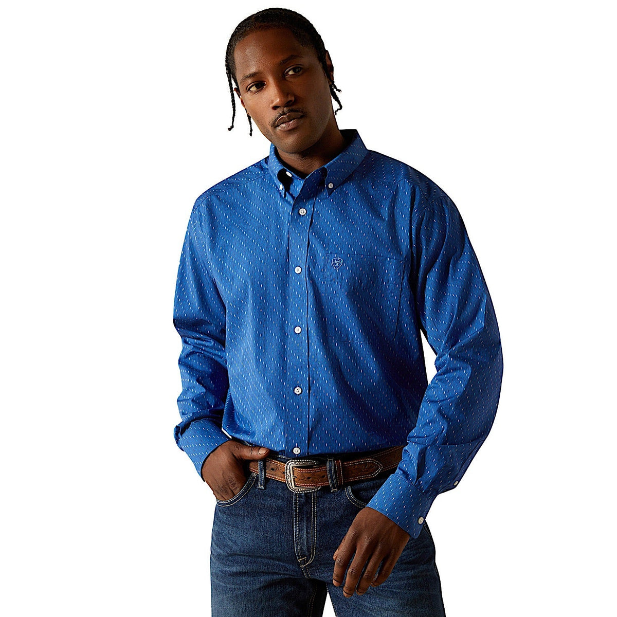 Ariat Mens Wrinkle Free Chase Classic Fit Shirt - Cobalt