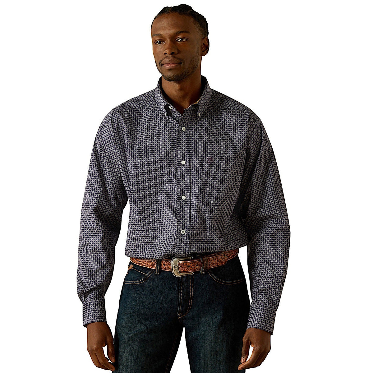 Ariat Mens Wrinkle Free Dale Classic Fit Shirt - Navy