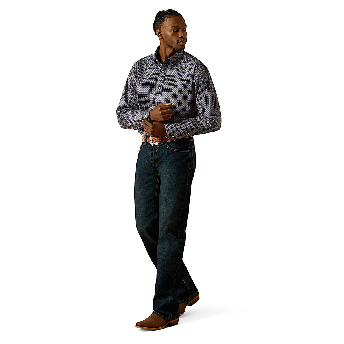 Ariat Mens Wrinkle Free Dale Classic Fit Shirt - Navy