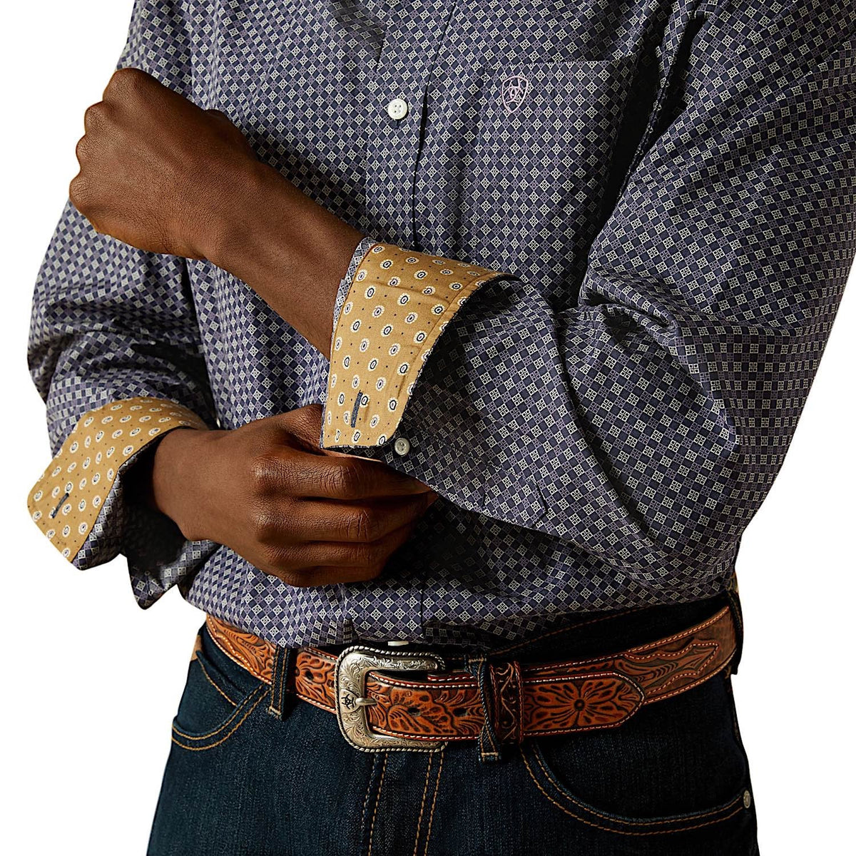 Ariat Mens Wrinkle Free Dale Classic Fit Shirt - Navy