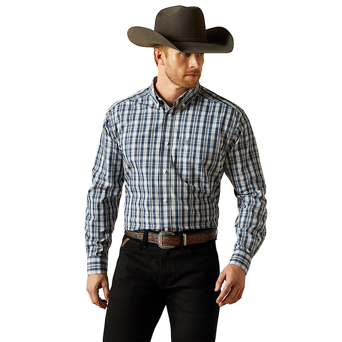 Ariat Mens Wrinkle Free Dargan Classic Fit Shirt - Navy