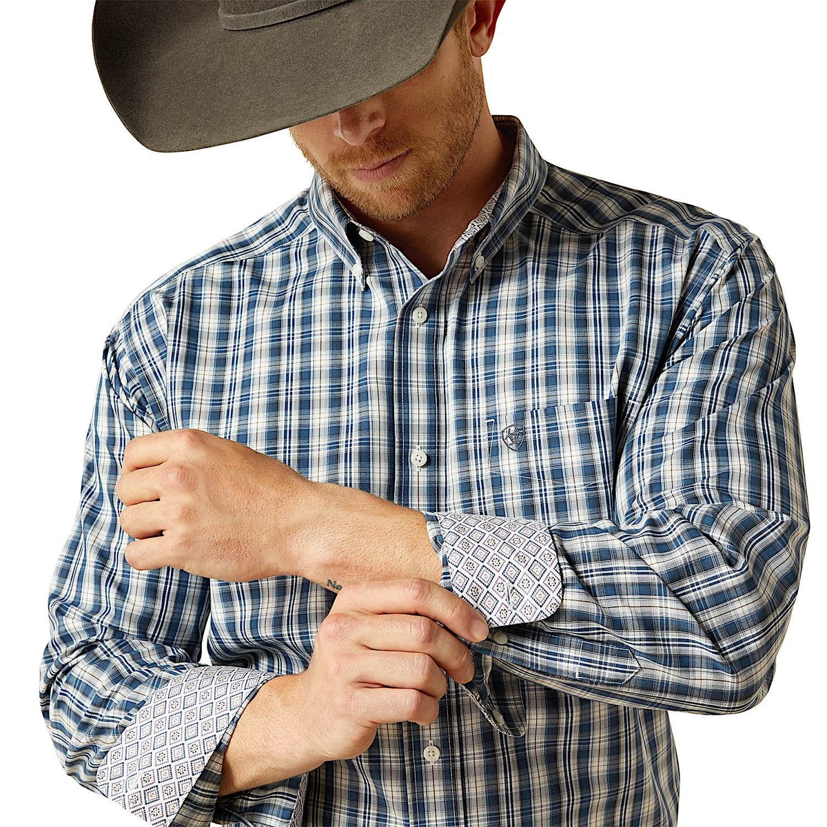 Ariat Mens Wrinkle Free Dargan Classic Fit Shirt - Navy