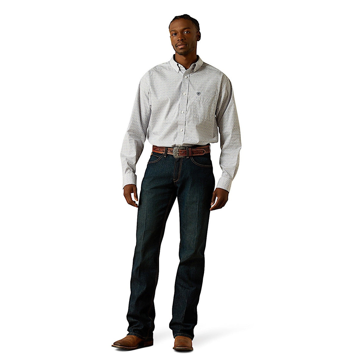 Ariat Mens Wrinkle Free Declan Classic Fit Shirt - White