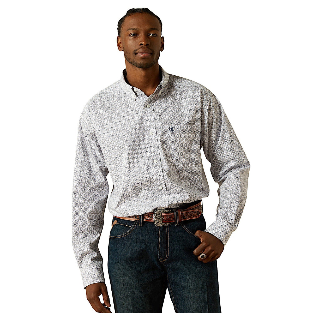 Ariat Mens Wrinkle Free Declan Classic Fit Shirt - White