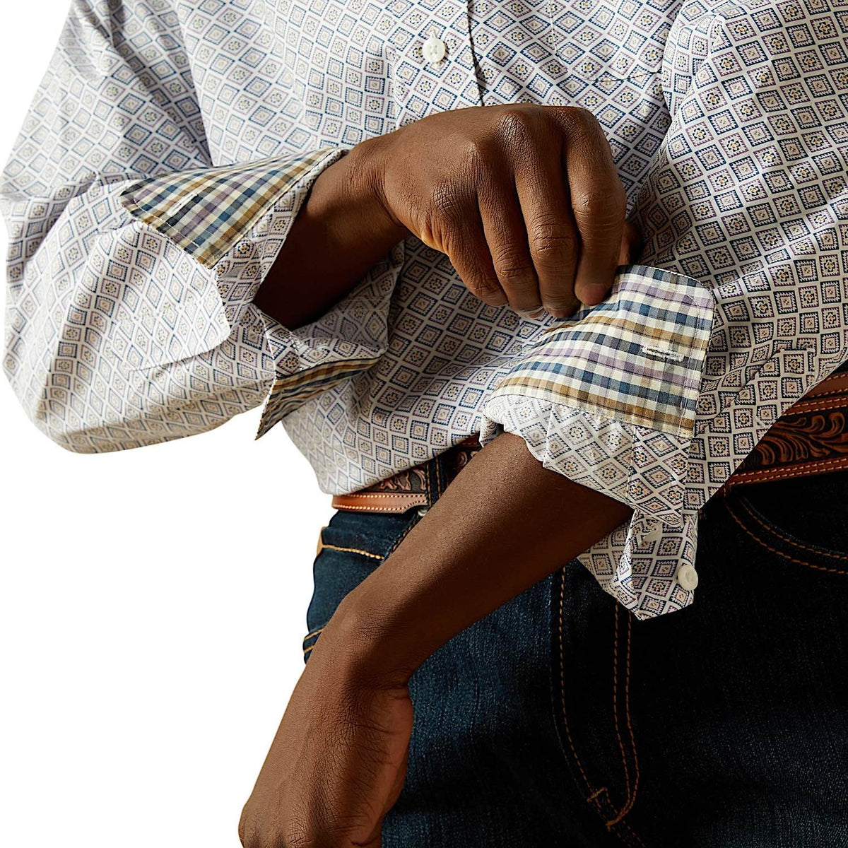 Ariat Mens Wrinkle Free Declan Classic Fit Shirt - White