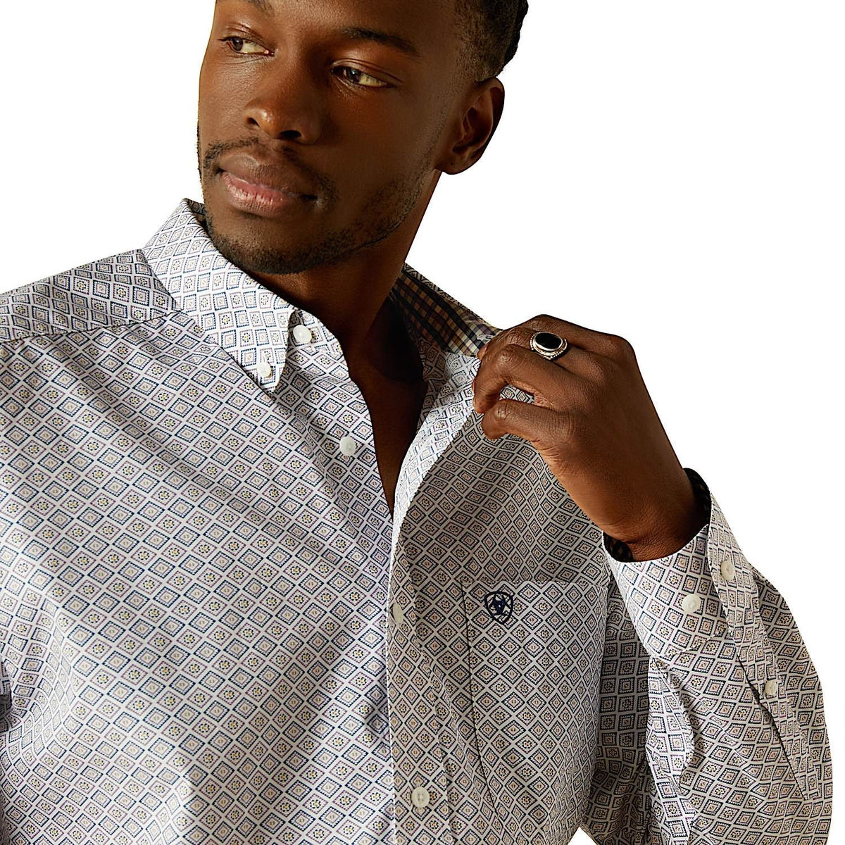 Ariat Mens Wrinkle Free Declan Classic Fit Shirt - White