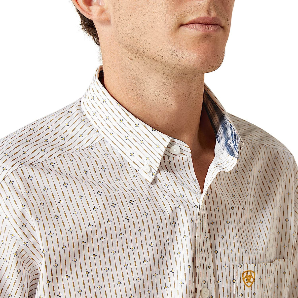 Ariat Mens Wrinkle Free Dewitt Fitted Shirt - Cream