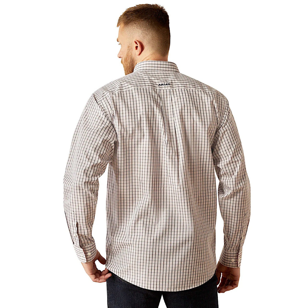 Ariat Mens Wrinkle Free Drew Shirt - White/Blue Check
