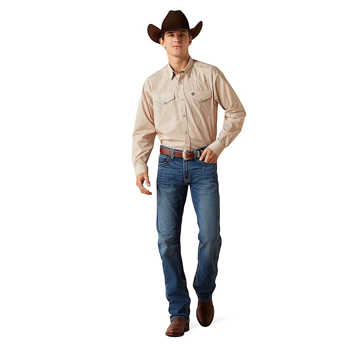 Ariat Mens Wrinkle Free Eddie Classic Fit Shirt - Off White