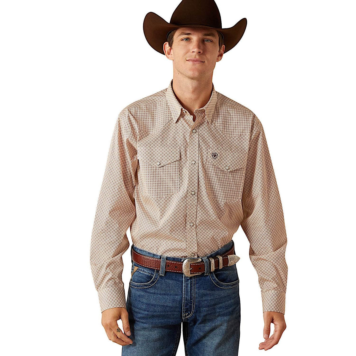 Ariat Mens Wrinkle Free Eddie Classic Fit Shirt - Off White