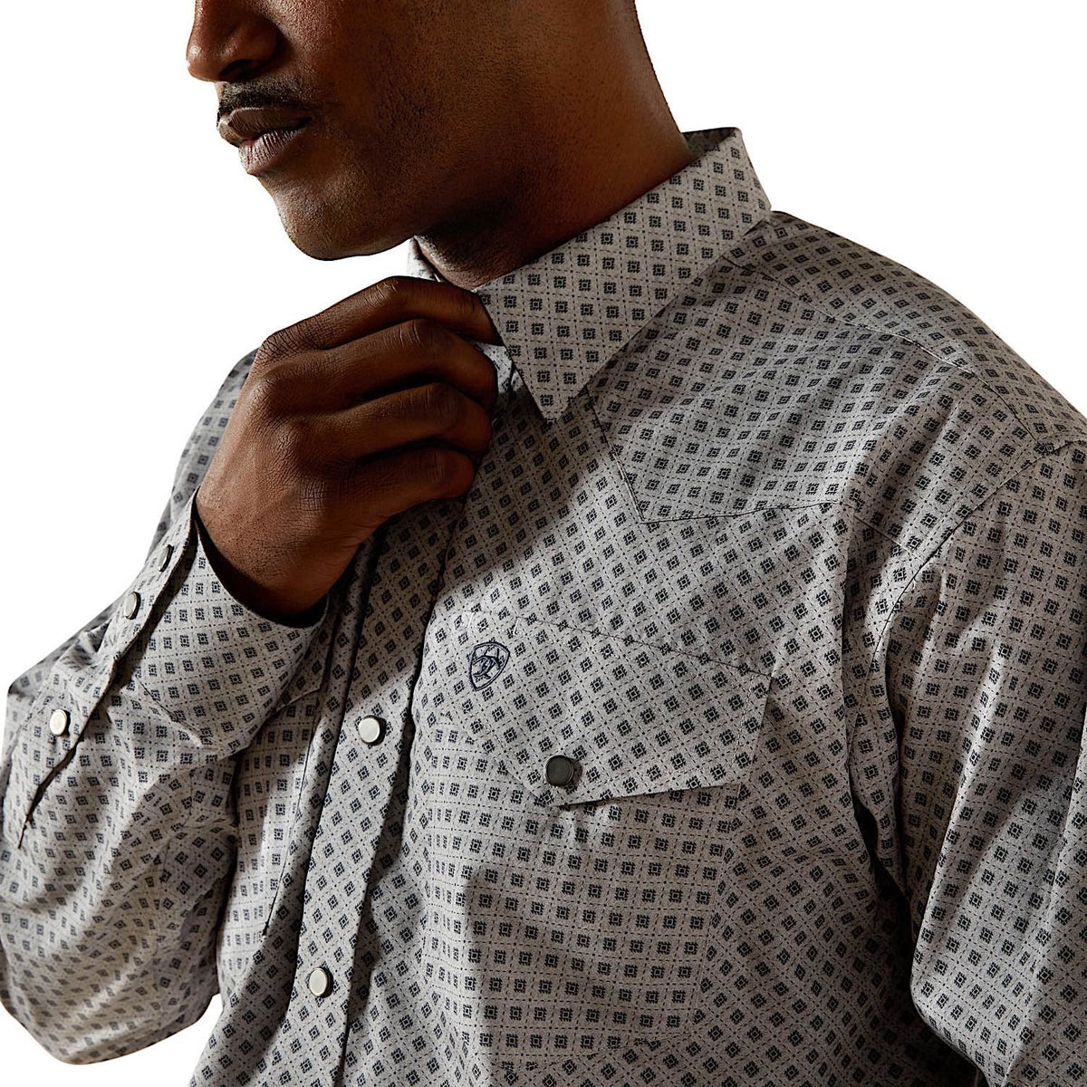 Ariat Mens Wrinkle Free Edward Classic Fit Shirt - Grey Heather