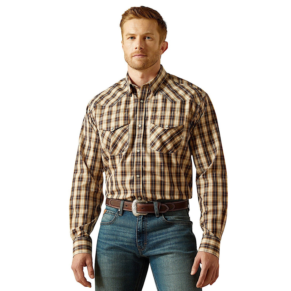 Ariat Mens Wrinkle Free Ethan Classic Fit Shirt - Cream